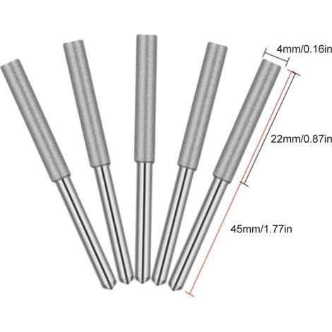 Fraise d'Affûteuse de Tronçonneuse,Diamant Affûteur de Tronçonneus,Têtes de Meulage en ,Pierre à Meuler pour Tronçonneuse,4 mm,pour Affûteur de Tronçonneuse ,5 Pièces (1/3)