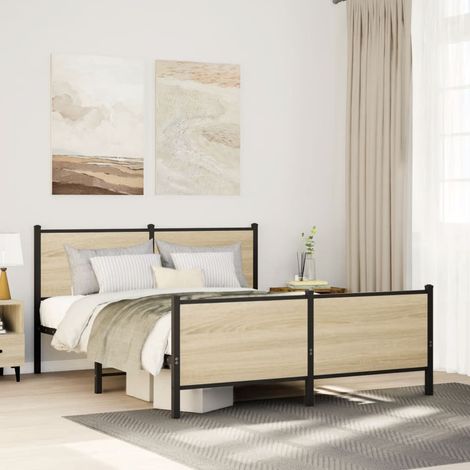 Cadre de lit en métal sans matelas-Structure de lit chêne sonoma 140x190 cm 709317 (1/5)