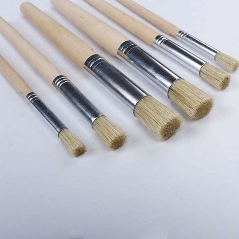 poils pinceaux peinture professionnelle pinceau manche en bois brosses pour huile acrylique aquarelle peinture 6pcs (1/4)