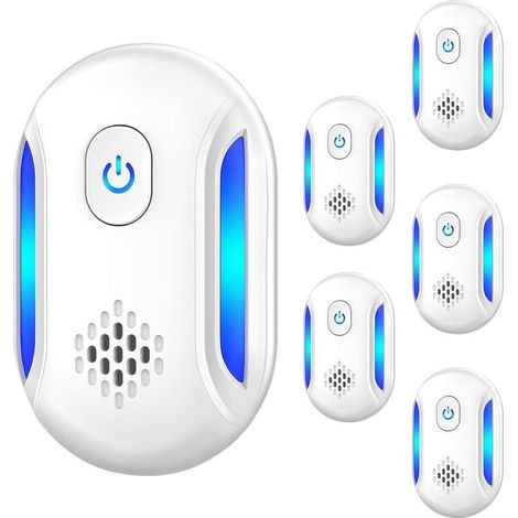 Répulsif à ultrasons amélioré (6 packs), antiparasitaire électronique à brancher pour insectes, moustiques, rongeurs et souris, pour maison, entrepôt et garage (1/5)
