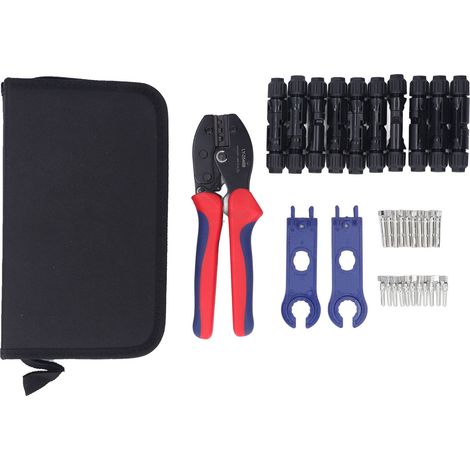 Ortviai Kit d’Outils de Sertissage Solaire LY-2546B avec 10 Paires de Connecteurs pour Câbles PV 2,5/4/6 mm²