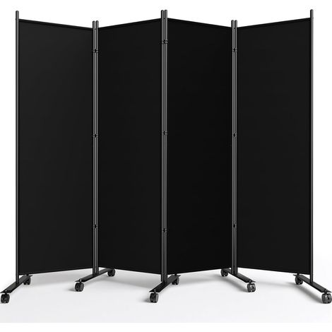 Cloison de séparation à 4 panneaux 183CM Écrans de confidentialité pliables avec roues verrouillables, Cloison de pièce pour séparateur de pièce, Cloisons murales en tissu portables (1/5)