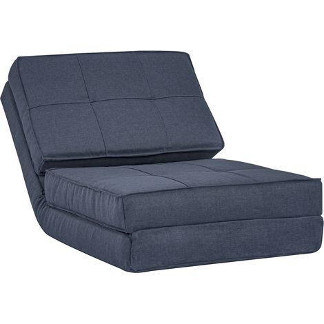 Fauteuil convertible en canapé-lit pliant bleu foncé 3-en-1 avec dossier réglable 61x73x58 cm (1/5)