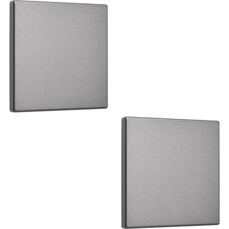 Lot de 2 plaques murales en plastique - 8,6 x 8,6 cm - Double plaque pour prises ou interrupteurs inutilisés (gris) (1/5)