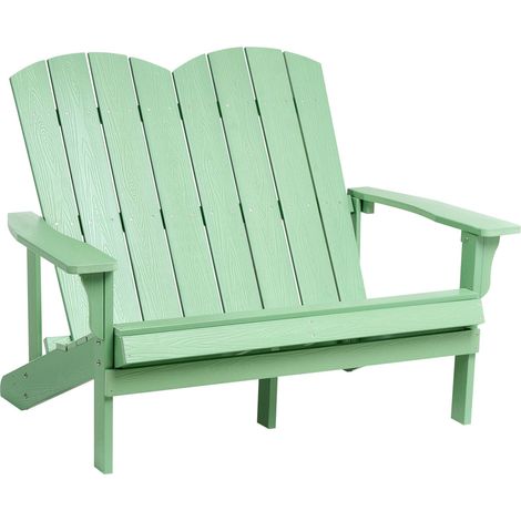 Panca da giardino 2 posti Loveseat Plastica Legno Mobili da giardino Tradizionale Verde Chiaro Adirondack