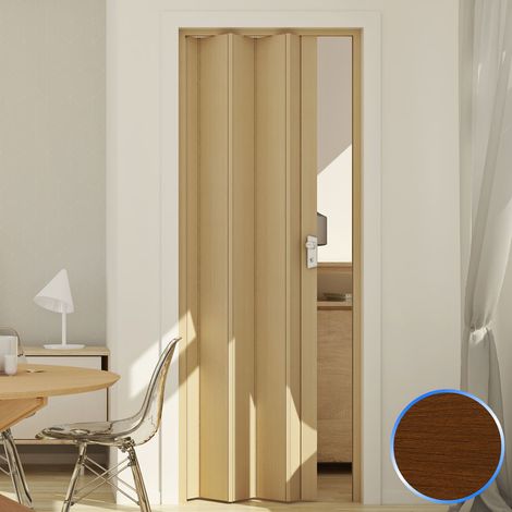 Puerta plegable de interior de pvc 83x214 cm mod. Maya color madera oscura