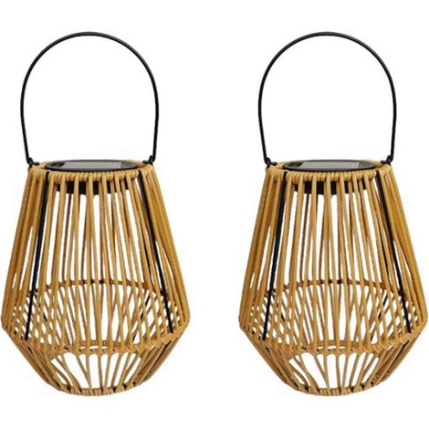2 luces solares de ratán para jardín, ideales para acampar al aire libre, el hogar, el patio, el jardín, el pabellón o el restaurante - Luces LED para jardín
