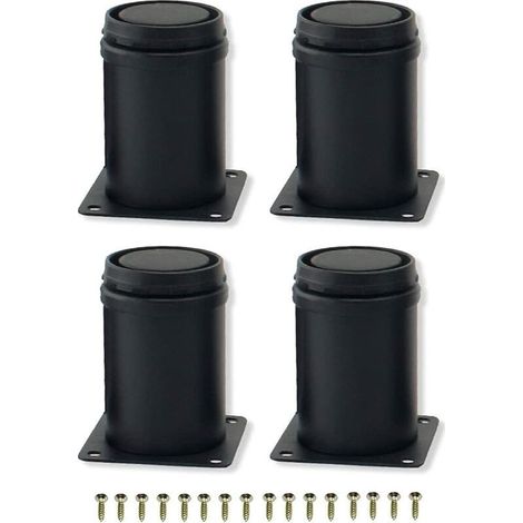 4 pièces 8 cm en acier inoxydable noir pieds de meuble réglables en métal pour pieds d'armoire canapé base de table remplacement des pieds de meubles, noir, 8 cm pour un usage domestique (1/5)
