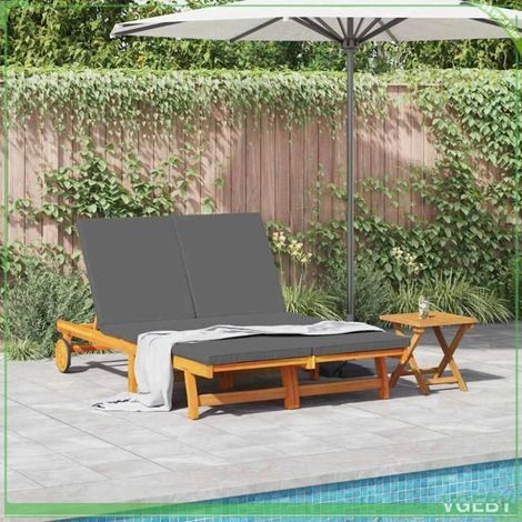Transat - Modèle 3325189 - Bois d'acacia massif - Dossier réglable - Coussin résistant aux intempéries (1/5)