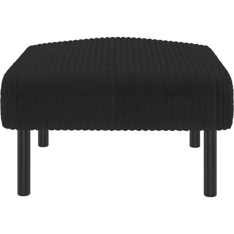 Gepolsterter Rippvelours-Hocker mit Metallgestell 56 x 51 x 39 cm schwarz MODENUIT (1/5)