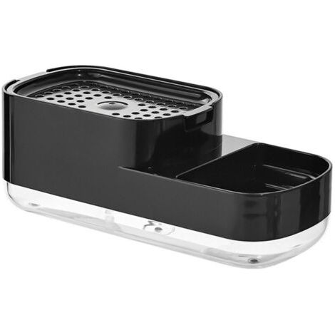 Distributeur de savon manuel à pression pour cuisine améliorée, boîte à détergent, boîte de rangement, porte-savon, éponge, blanc, 23,8 x 10 x 8,5 cm, à pression.（noir）