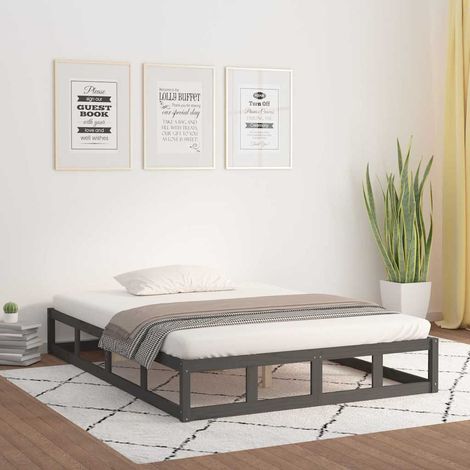 vidaXL Bed Frame without Mattress Grey 150x200 cm King Size Solid Wood (1/5)