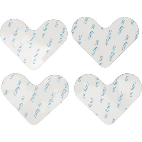 Lot de 4 bandes adhésives double face lavables pour tapis, forme cœur antidérapante, ultra-minces et réutilisables, couleur blanche. (1/5)