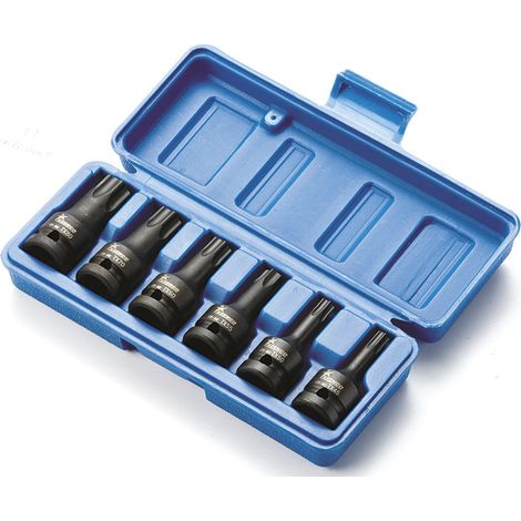 Serie de douilles torx a impact T40 - T70 1/2 Fervi si423m006
