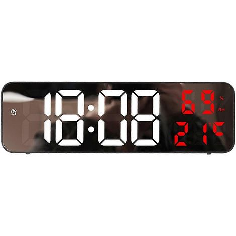 Grande horloge murale numérique LED, réveil miroir mural, cadeau d'anniversaire/Noël, rouge. (1/5)