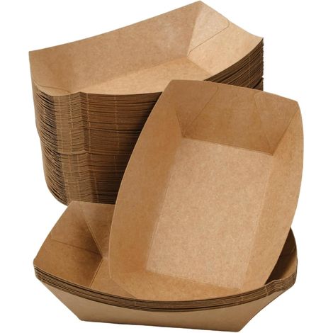 100 Pieces Kraft Paper Boxes for Salad, Chip Boxes Fast Food Bowl Kraft Paper Box for Fries Curry Gut Salad Barbecue Sushi Snack Pack Boat Box (1/5)