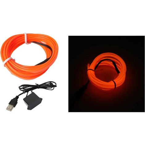 LED Car Neon Wire Light, Car LED Strip, USB Powered Car Neon Wire Light Car Interior Atmosphere Decoration LED Strip (Orange)