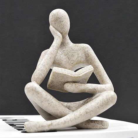 1 Statue Femme Lisant, Résine, Design Abstrait, Sculpture Décorative, 11,5cm, Pour Salon, Bureau, Étagère (1/5)