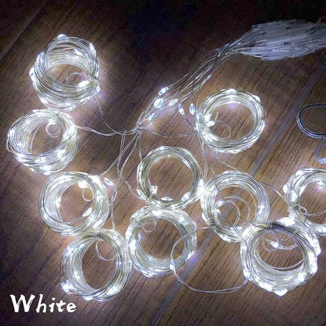 Guirlande lumineuse 3x1 100 LED blanc pur avec télécommande USB et fil de cuivre, effet rideau lumineux 300 LED, style bar de glace (1/2)