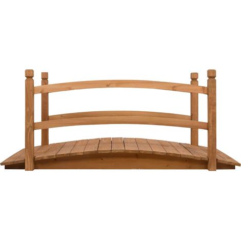 Pont de jardin décoratif en bois de sapin massif avec mains courantes 140 x 60 x 60 cm (1/5)