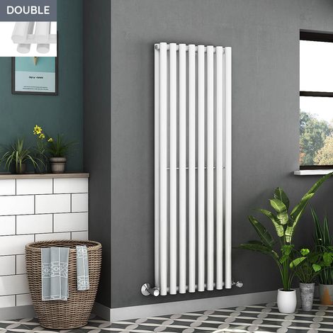 1600 x 545mm White Double Round Tube Vertical Home Radiator (1/5)