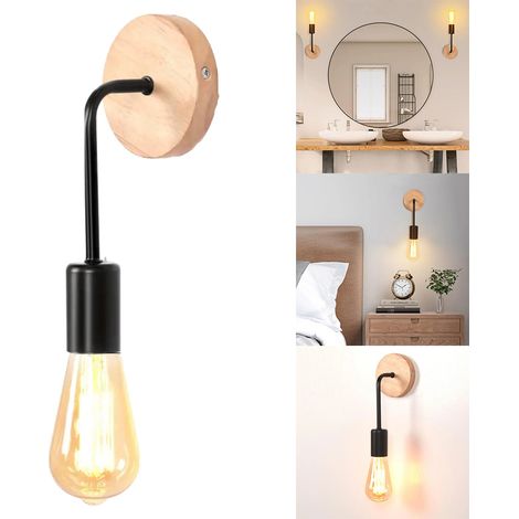 Applique murale en métal, applique murale intérieure industrielle, ampoule non incluse, luminaire mural vintage E27 pour la décoration intérieure, noir (1/5)