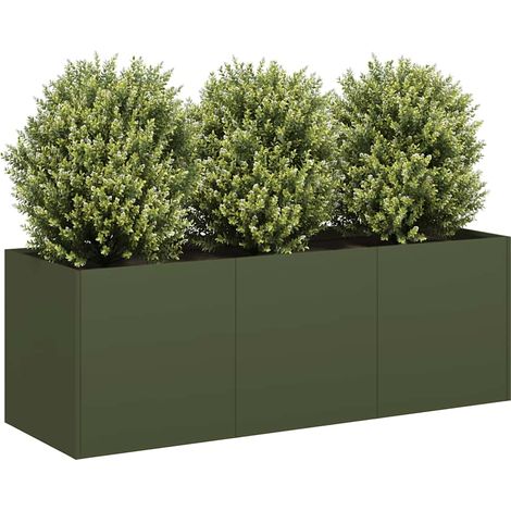 Jardinera de acero laminado en frío verde oliva 120x40x40 cm vidaXL