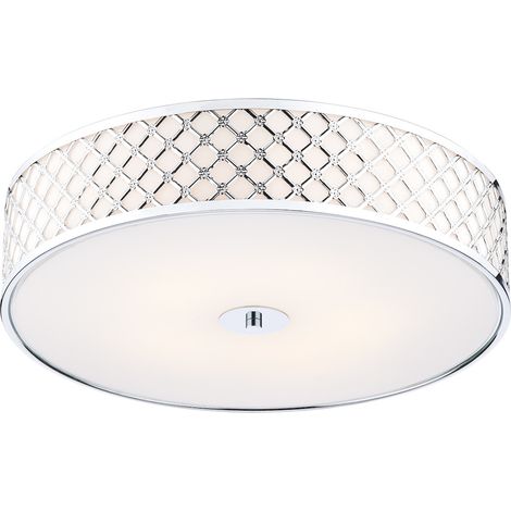 DAR CIVIC - Plafonnier Cylindrique Affleurant Large Chrome Poli, 5x E14 (1/5)