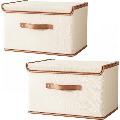 Lot de 2 Sac Rangement Vêtement - 54L - Tissu Oxford - Pliable avec Poignée - Pour Lit Armoire Grenier - 50x35x31cm (1/5)