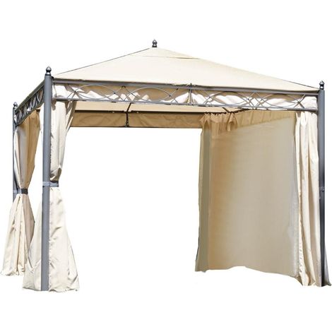 Quadratischer Pavillon 3 x 3 Meter aus anthrazitfarbenem Eisen mit sandfarbener Abdeckung - Varese (1/5)