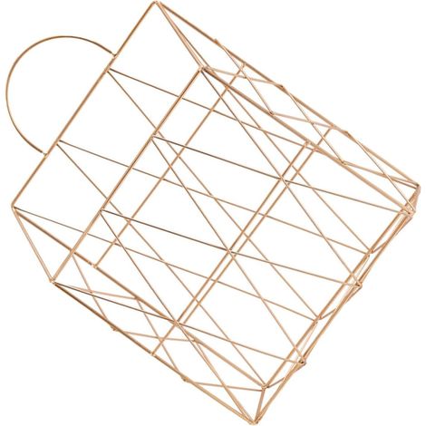 Panier de Rangement en Métal Or avec Poignée, Grand Panier de Bureau pour Organiser Livres et Journaux, Structure Simple et Capacité de Stockage Élevée Maison (1/5)
