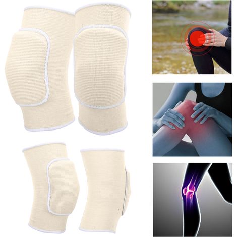 1 Paire de Genouillères Épaisses avec Coussin pour Danse Yoga et Sports Blanc
