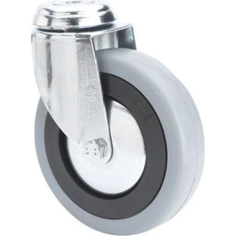 rueda giratora agujero m10 20bha100cp-pgan poliamix-goma gris eje liso (1/2)