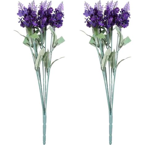 10 flores artificiales de lavanda, tela de alta calidad, color morado oscuro, decoración para el hogar, bodas y fiestas. (1/5)