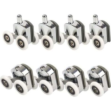 Lot de 8 roulettes pour porte de douche haut et bas de 23 mm (4 supérieurs et 4 inférieurs) (23 mm-8 pièces) (double 23 mm-8 pièces) (1/5)