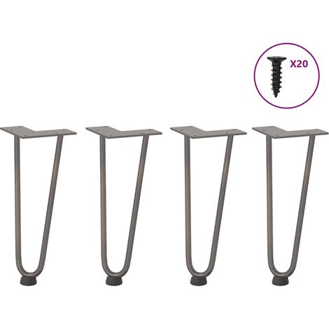 Haarnadelbeine für Couchtisch 4 Stk. Naturstahl 30 cm Massivstahl