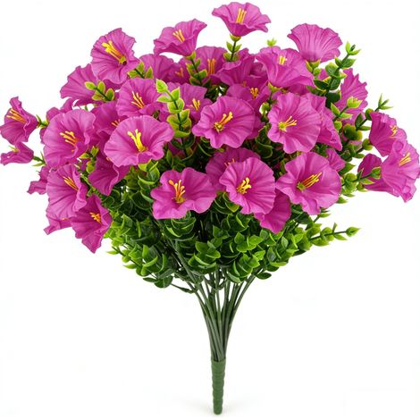 Lot de 6 paquets de fleurs artificielles pour l'extérieur, résistantes aux intempéries, pétunias, plantes de balcon comme de vraies plantes pour jardin, véranda, tombe, jardinière (1/5)