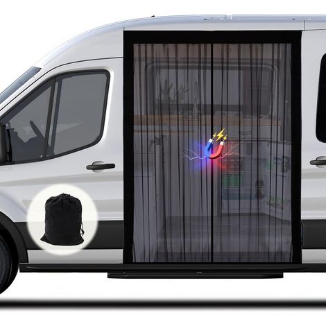 Moustiquaire magnétique pour fourgon Mercedes Sprinter, Ford Transit (toit standard/moyen/haut), fermeture centrale aimantée. (1/5)