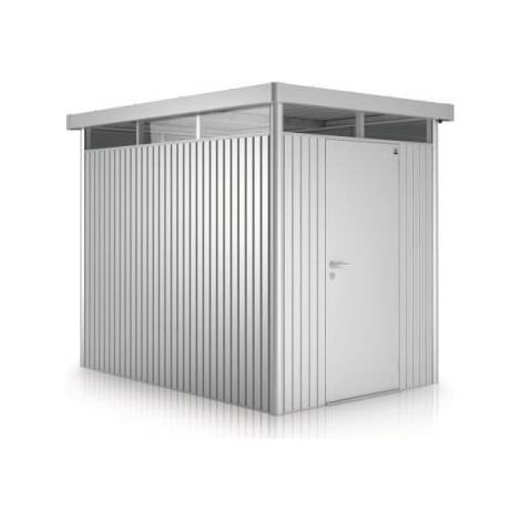 CASETA COBERTIZO METALICA BIOHORT HIGHLINE H1 COLOR PLATA METALIZADA PUERTA STANDARD