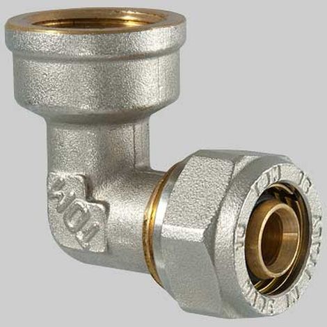 Raccordo a compressione curvo Femmina - 16 x 3/4