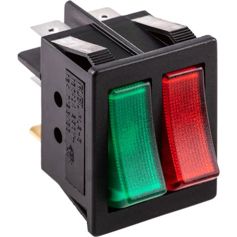 BeMatik - Interrupteur à bascule rouge et vert à deux broches DPDT 6 broches (1/5)