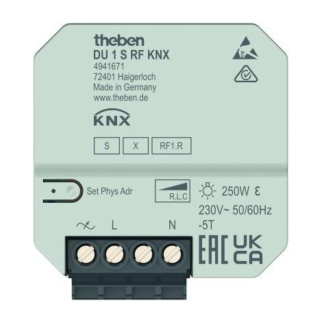 Dispositivo de control Theben du 1 s rf knx detección automática carga curva regulable
