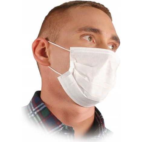 Dreilagige Hygienemaske / Weiß / MASW - 100 Stück.