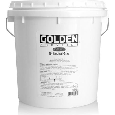 Peinture acrylique - GOLDEN - Gris Neutre n°4 S1 - 3,78 L - Mixte - Expédié de France