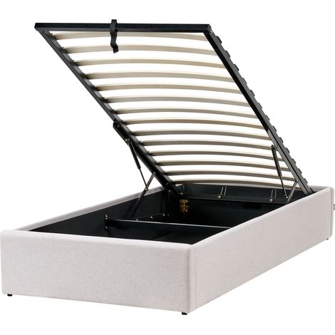 Lit Simple avec Rangement en Tissu Minimaliste Moderne 90 x 200 cm Gris Clair Dinan (1/5)