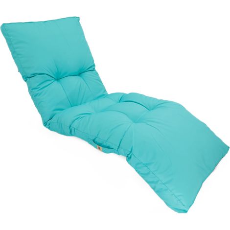 Coussin bain de soleil 185 x 55 cm – Polyester et coton peigné déperlant – 5 attaches pour fixation – Pour transats et sol