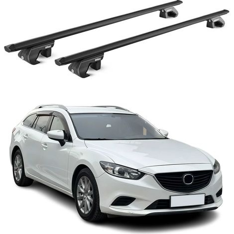 OMAC Dachträger Aluminium TÜV geprüft für Mazda6 mk3 Kombi 2012-2025 – Für Standard Dachreling – T Nut – Max 90 kg – 2 Schlösser Schwarz (1/5)