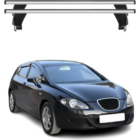 OMAC Dachträger Querträger Alu für Seat Leon II 2005-2009 Pre-FL – Abschließbar – T-Nut – City-Crash-getestet – Max. 50 kg Silber (1/5)