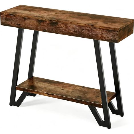Tavolo consolle vintage industriale in MDF e metallo nero 103 x 30 x 80 cm MODENUIT (1/5)