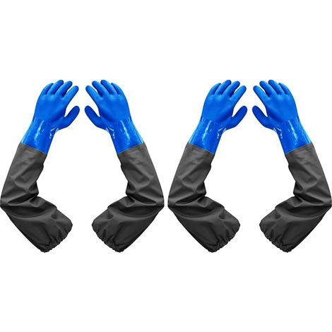Dankuo Dépolie Étanche Gants Allongés en Caoutchouc - 26 Pouces, Doublure Floquante, Poignets Élastiques - Pour Nettoyage D'étang, Industrie Chimique, Agriculture, Pêche, Construction (Lot de 2) (1/5)